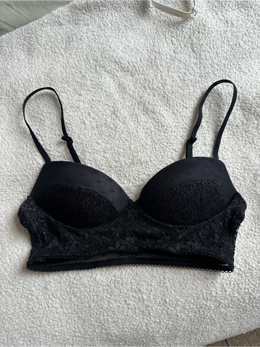 Victoria's Secret Black Lace Longline Push-Up Bra